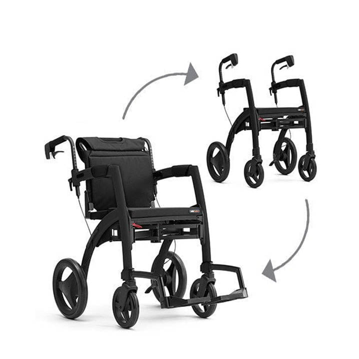 Rollz Motion 2 Rollator Walker Wheelchair Black