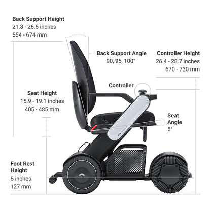 White WHILL Model C2 highback specifications