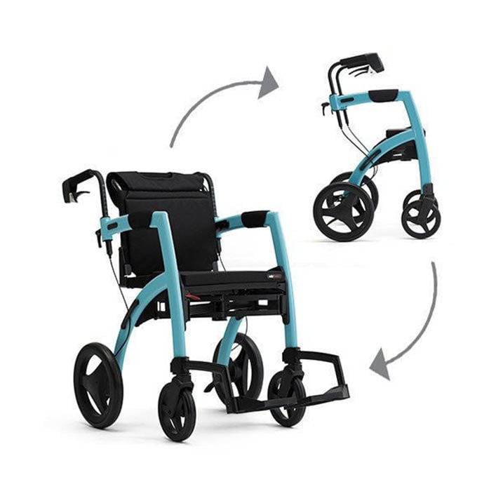 Rollz Motion 2 Rollator Walker Wheelchair Blue