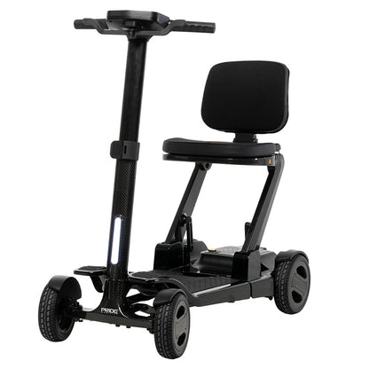 Black scooter with a seat on a white background