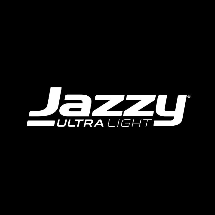 Jazzy Ultra Light logo on a black background