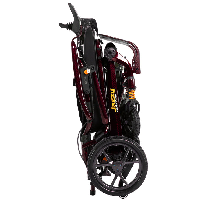 Jazzy carbon HD Foldable electric wheelchair with 'Jazzy' branding on a white background