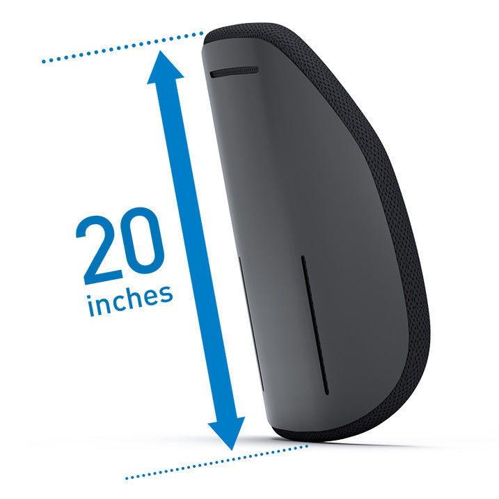 WHILL C2 highback device with a measurement label indicating 20 inches on a white background
