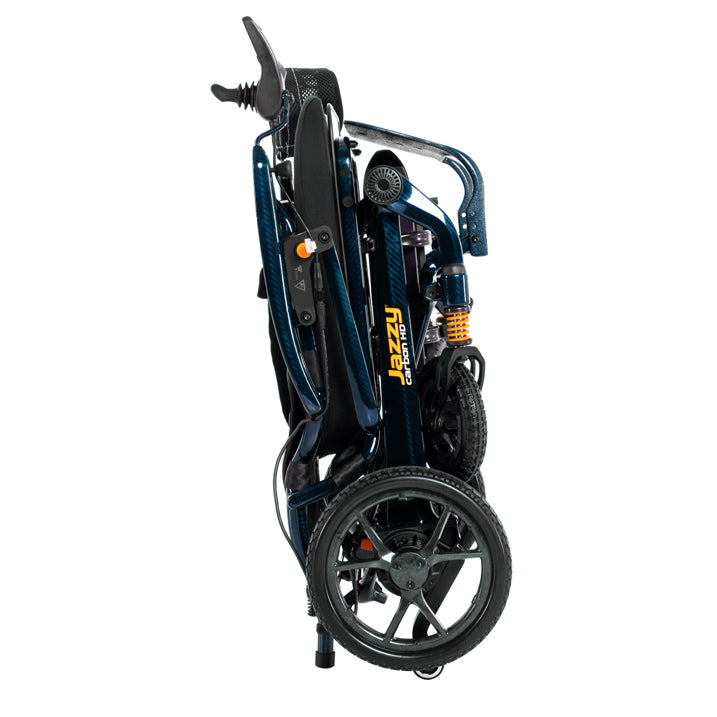 Pride Jazzy carbon HD electric wheelchair on a white background Night Sky Folded