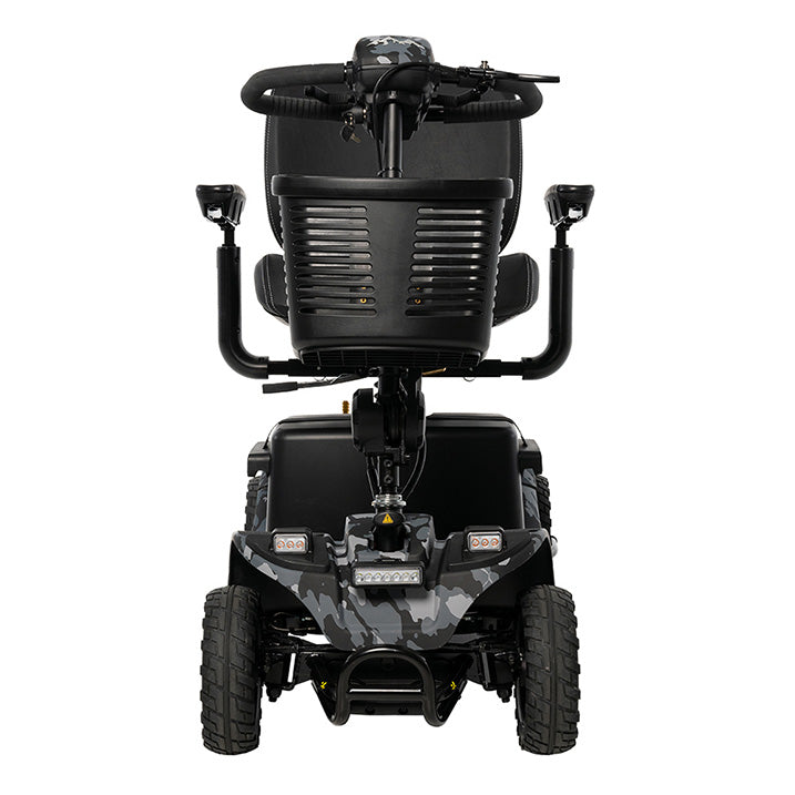 Black mobility scooter on a white background