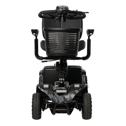 Black mobility scooter on a white background