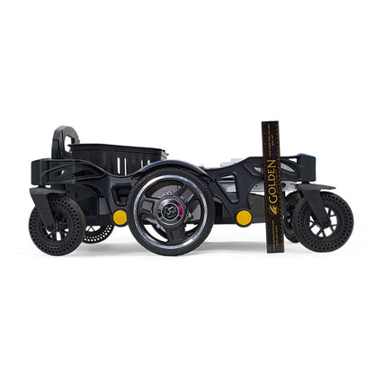 Black wheeled cart with a visible brand name on a white background