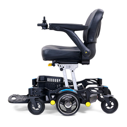 Black electric wheelchair on a white background